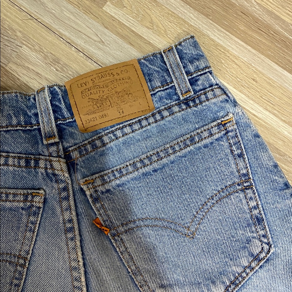 LEVI’s Vintage high waisted jean shorts size kids girls 14 slim - Picture 8 of 9